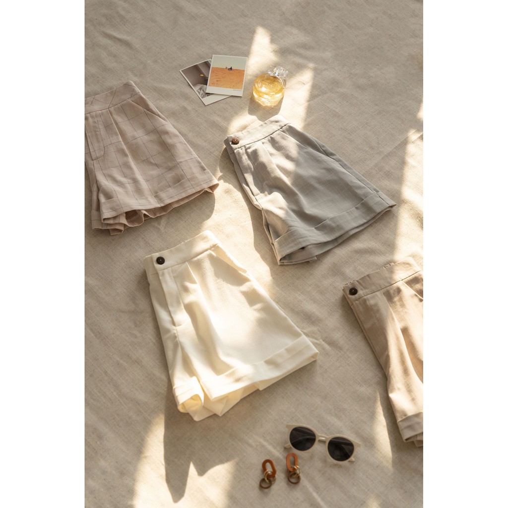 Quần short ngắn nữ MADLEN cạp chun nhiều màu chất vải đũi thoáng mát